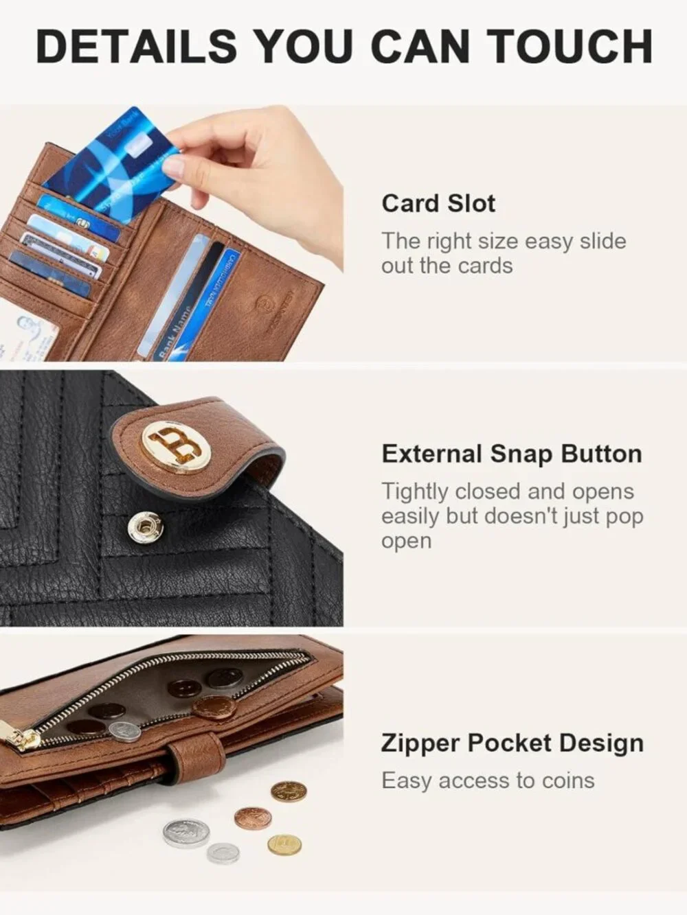 Slim RFID Wallet for Women | Zipper Coin Pocket | Stylish Card Holder